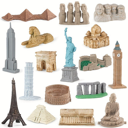 Ensemble de modèles de construction Montessori pour bébé, 17 pièces, grande muraille, colisée, tour Eiffel, jouet éducatif, cadeau pour enfants 