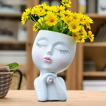 1pc Resin Creative Facial Vase: Perfect for Home, Office, and Garden Decorations!