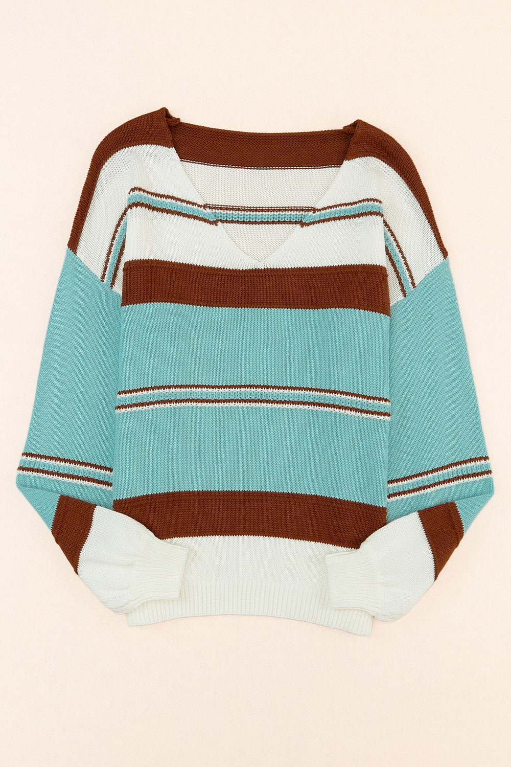 Color Block V-Neck Knit Top