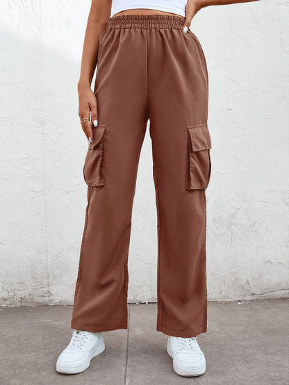 Elastic Waist Straight Leg Cargo Pants