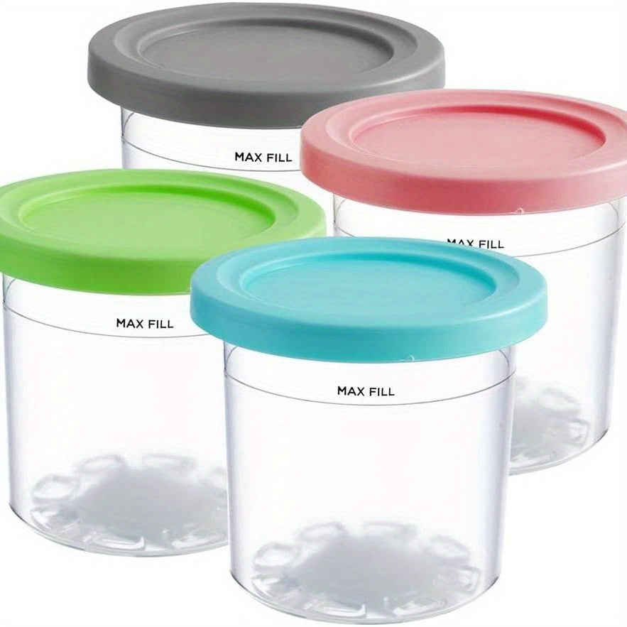 4 Packs/ 2 Packs Ice Cream Pints Cup, Ice Cream Containers With Lids Replacements For Ninja Creami Pints, Safe & Leak Proof Ice Cream Pints Kitchen Accessories For NC301 NC300 NC299AM Series Ice Cream Maker