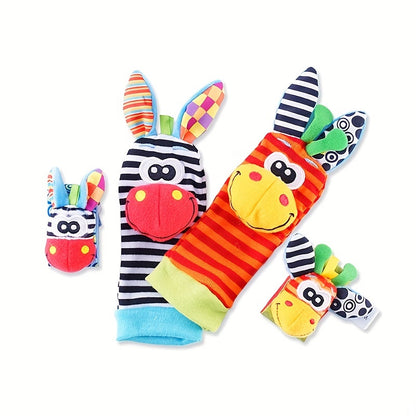 4pcs Baby Rattle Toys, Rattle Set, Baby Sensory Toys, Foot-finder Socks Wrist Rattle Bracelet, Gift