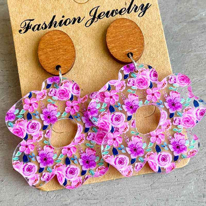 Flower Shape Acrylic Dangle Earrings