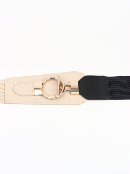 PU Elastic Wide Belt with Alloy Buckle