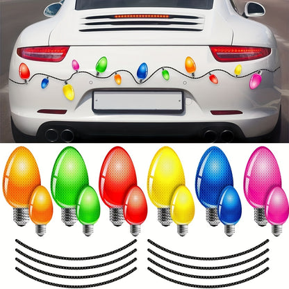 20 Piece Reflective Car Magnet Set - 12 Lights Bulb Magnets for Holiday Parties, Garages & More - Includes 8 Magnet Wires!