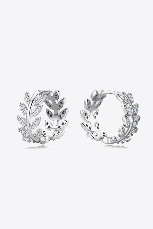 Boucles d'oreilles en argent sterling 925 avec feuille de moissanite