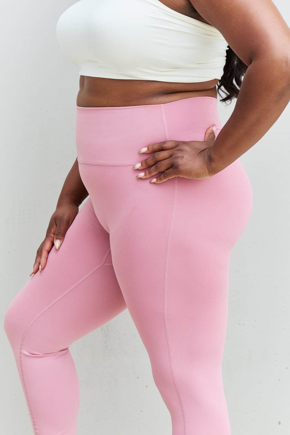 Zenana Fit For You Legging actif taille haute pleine taille en rose clair