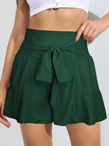 Short taille haute smocké noué sur le devant