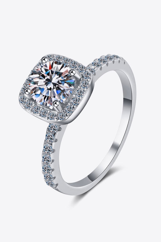 Bague halo carrée moissanite 2 carats