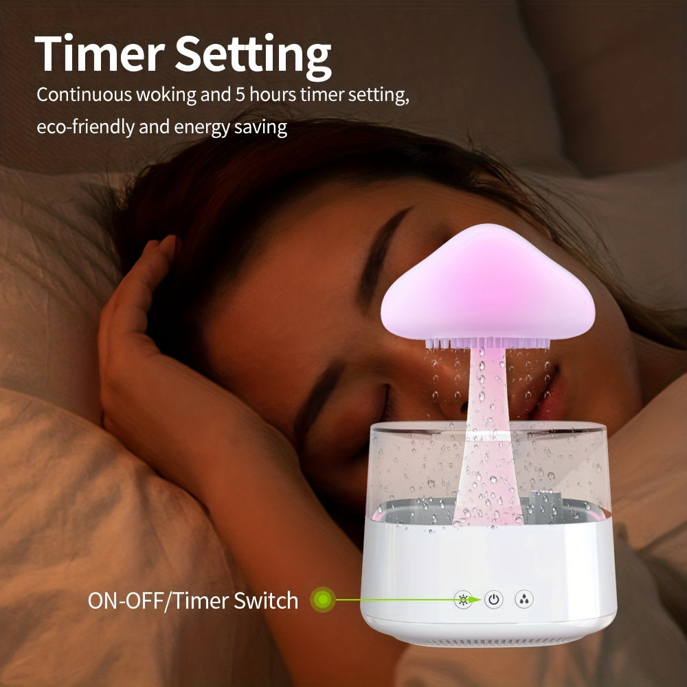 7-Color LED Night Light Rain Cloud Humidifier: Cute Humidifier & Oil Diffuser for Bedroom & Desk - Helps You Sleep & Relax with the Sound of Rain!