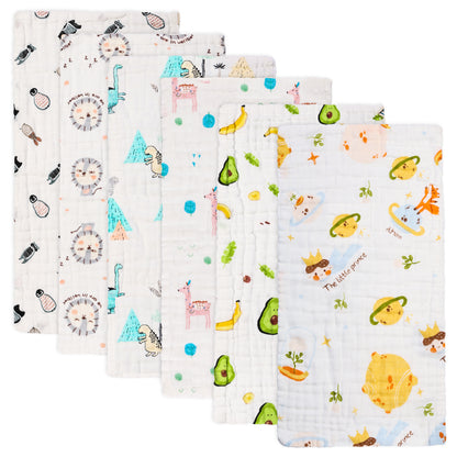 6pcs/8pcs Baby Cute Cartoon Animal  Ultra Soft And Absorbent Burp Cloths 9.84x19.69inch