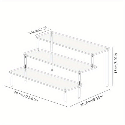 1pc Acrylic Perfume Organizer, Acrylic Display Rack, Transparent Ladder Shelf, Hand-made Anime Car Model Blind Box Storage Display Stand