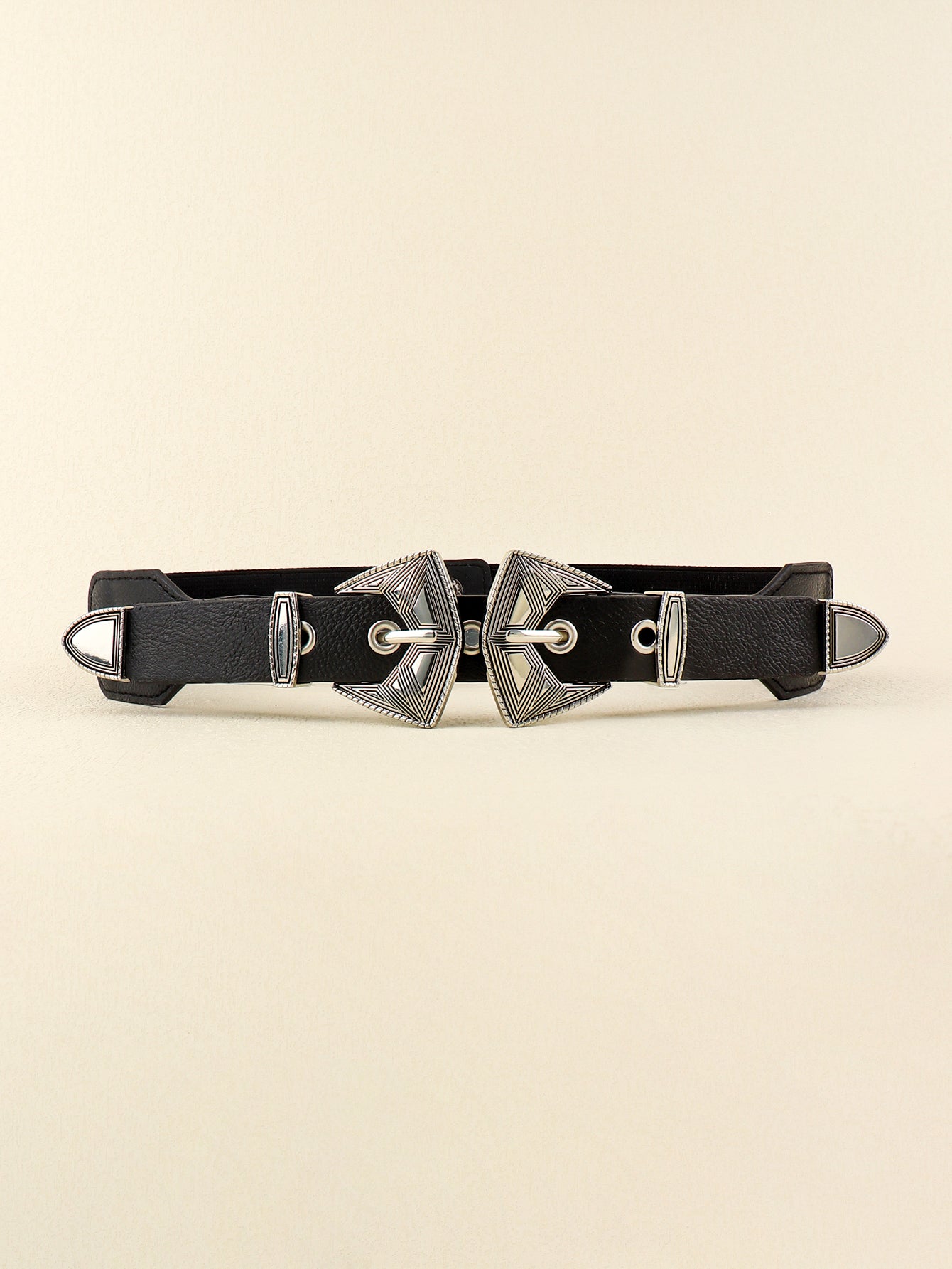 Double Buckle PU Leather Belt