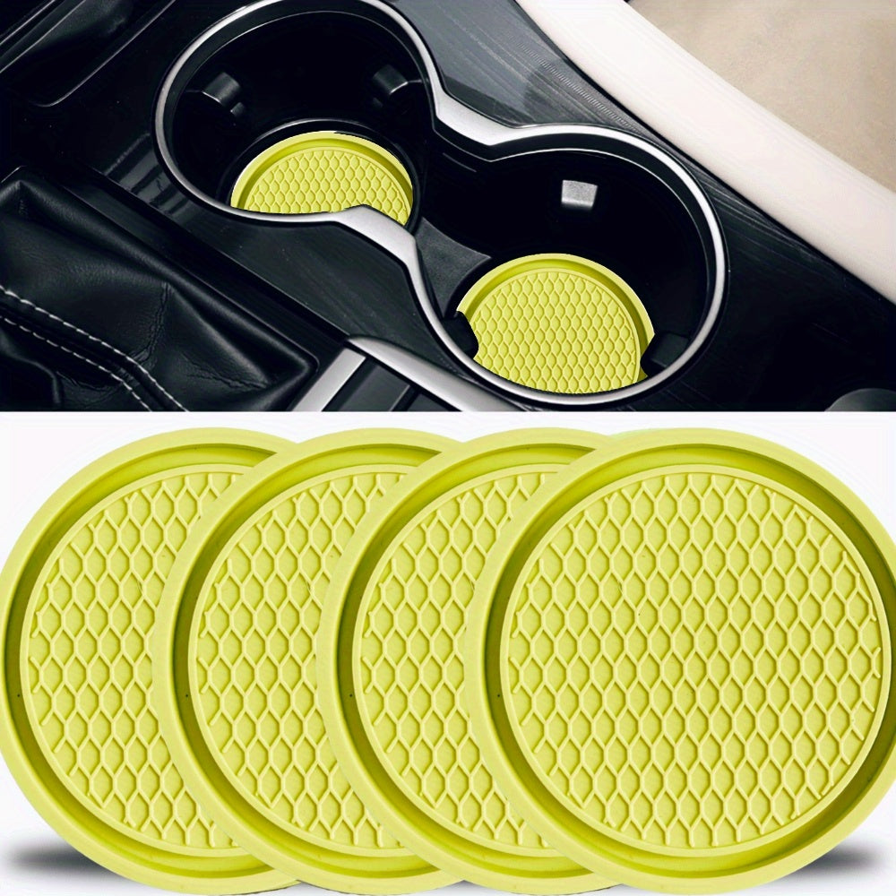 Upgrade Your Car's Interior with These 4Pcs Universal Non-Slip Cup Holders Embedded In Ornaments Coasters!