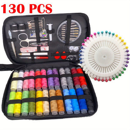 68/98/130pcs Sewing Kit: Portable Sewing Supplies for Home, Traveler, Beginner & Emergency - Includes Thread, Scissors, Needles & More!