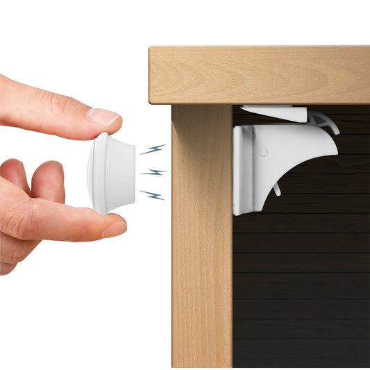 4 Pack Babyproof Magnetic Cabinet Locks - Keep Your Little Ones Safe with Adhesive Easy Installation & Key Holders!