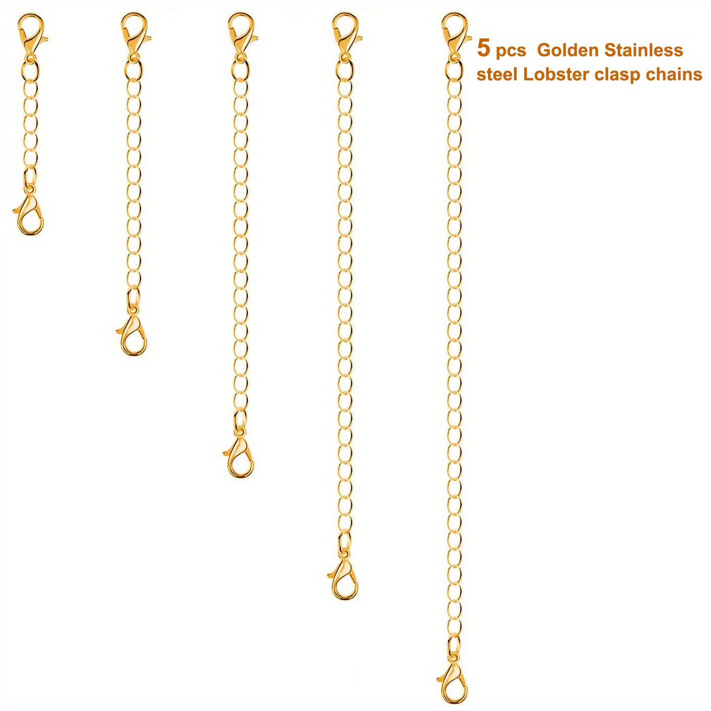 5/10Pcs Golden Silvery Stainless Steel Necklace Chain Extenders, Jewelry Extenders Chains For Necklaces Bracelets, Chain Extenders For Necklace, Bangles And Jewelry Making Chain Links