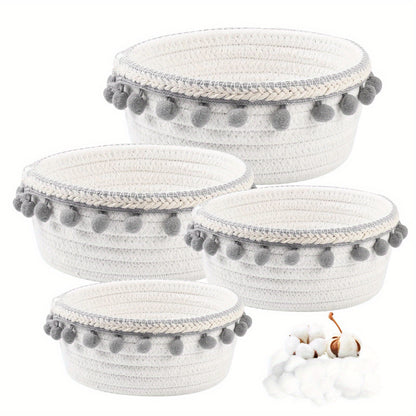 4pcs/set Cotton Rope Woven Ball Storage Basket