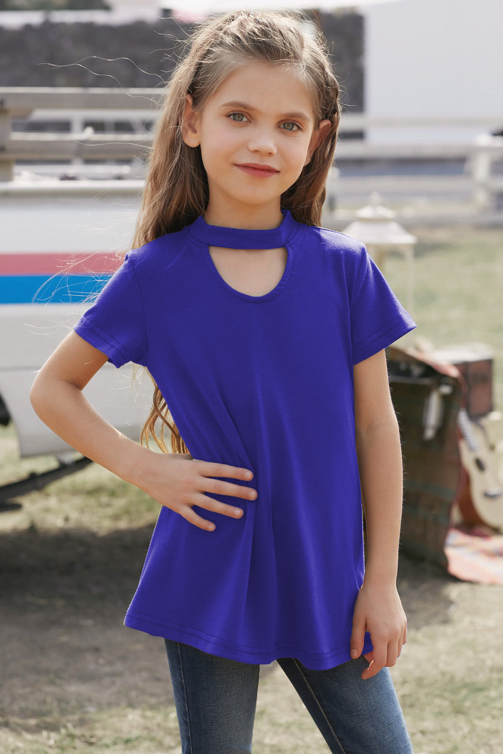 Girls Cutout Short Sleeve T-Shirt