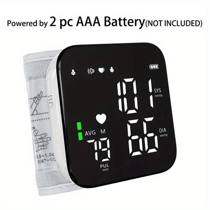 1pc Digital Wrist Blood Pressure Monitor with Irregular Heart Beat Detection - Large Display & Adjustable Cuff - Battery Not Included