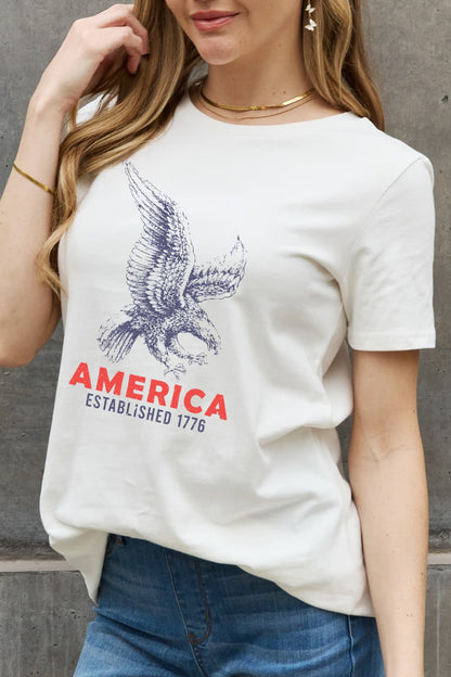 T-shirt en coton graphique Simply Love AMERICA ESTABLISHED 1776