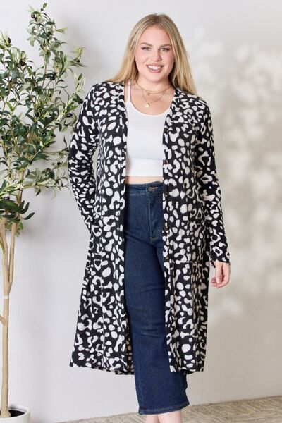 Celeste Full Size Animal Print Button Up Long Sleeve Cardigan