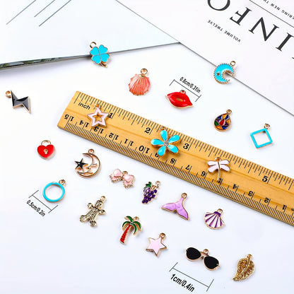 50pcs Random Enamel Jewelry Making Charms - Perfect for DIY Necklace & Bracelet Designs!