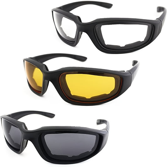 3 Pairs of Motorcycle Riding Glasses: UV Protection, Dustproof & Windproof - Perfect For Outdoor Riding!