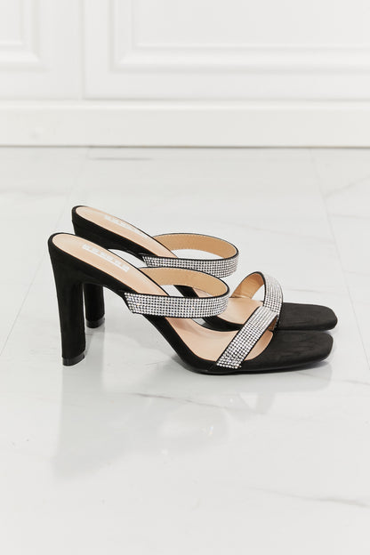 MMShoes Leave A Little Sparkle Rhinestone Block Heel Sandal in Black