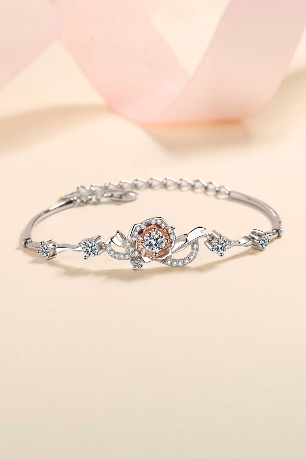 Pulsera de moissanita de plata de ley 925