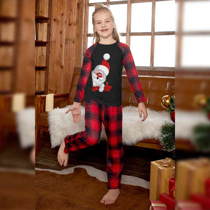 Santa Graphic Top and Plaid Pants Set