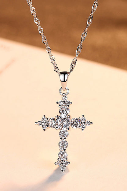 Collier avec pendentif croix en zircon en argent sterling 925