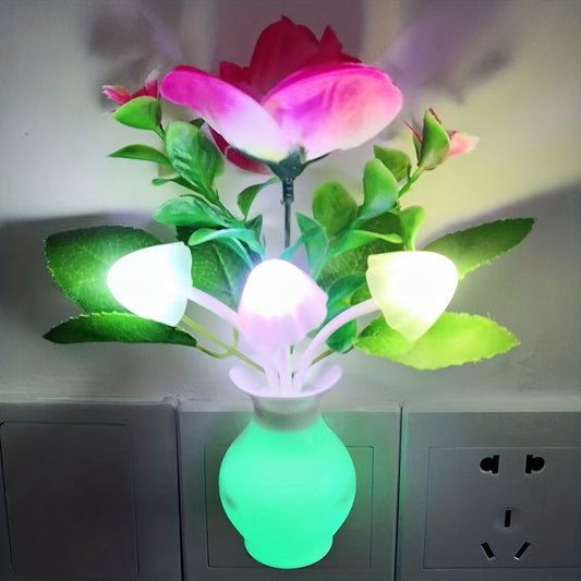 1PC American Standard Intelligent LED Rose Vase - Colorful Change Night Light - Energy-saving & Practical Wall Light - Family Essential