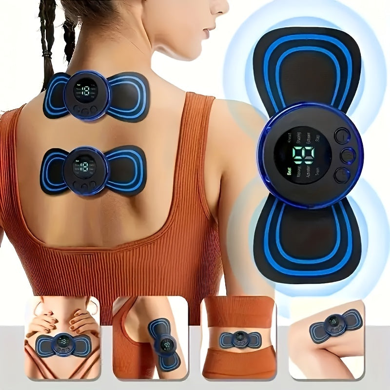 1 Portable Mini Electric Neck Massager, Neck Massage Stimulator, Sticker Therapy Device, Muscle Pain Relief, Muscle Relaxation USB Rechargeable