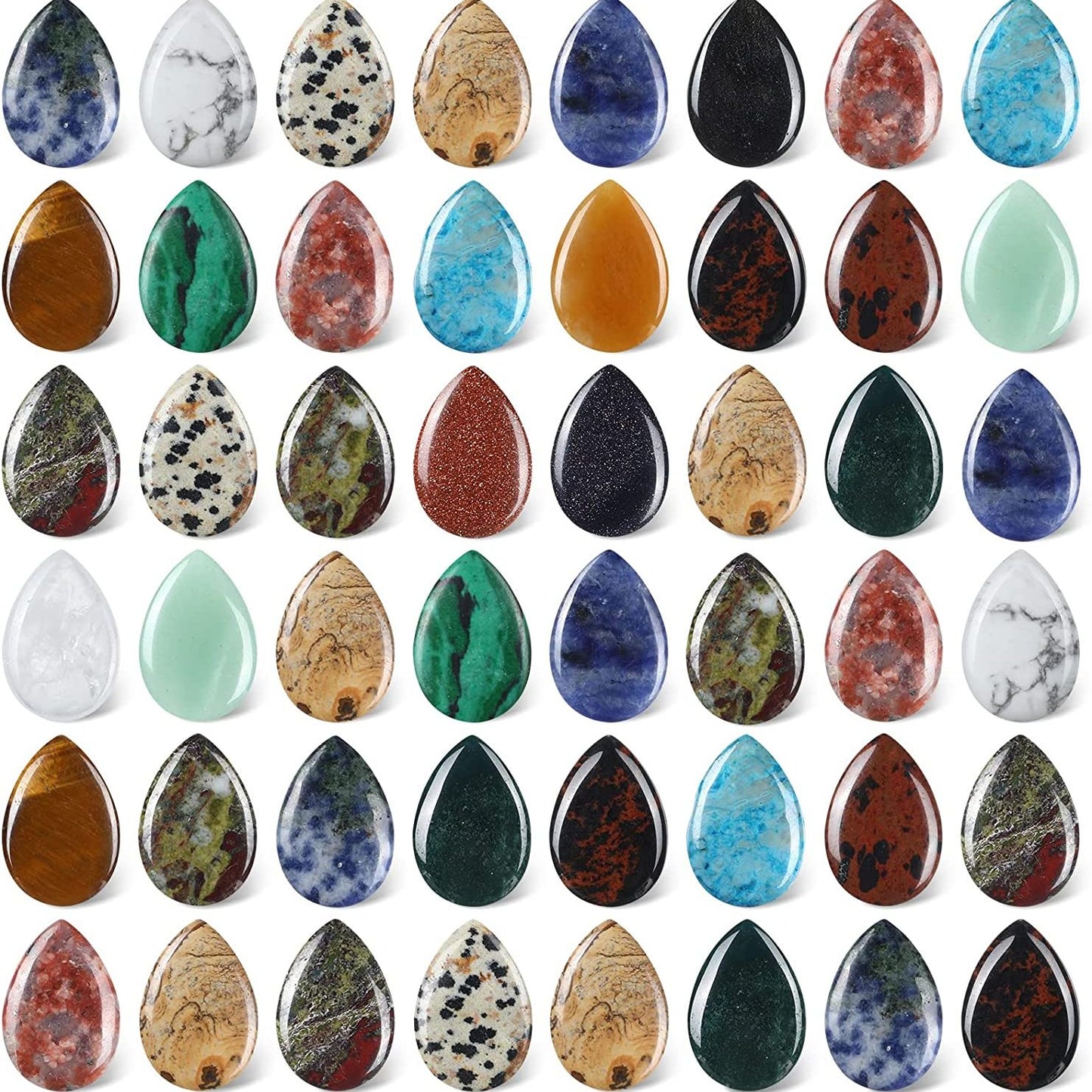 10 Anxiety Gems Teardrop Crystal Block 0.9 Inch Water Drop Gems Thumb Healing Pressure Pocket Stone Teardrop Pendant Block Gems Witchcraft DIY Meditation Decoration