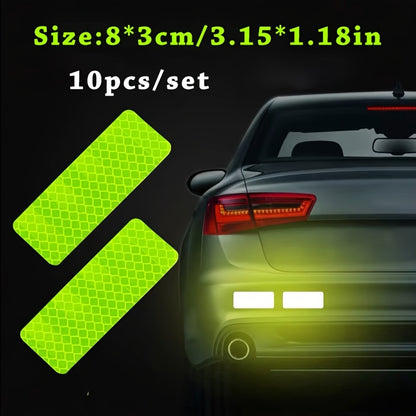 10pcs/Set Car Truck Bumper Safety Reflective Warning Strips - Night Driving Secure Reflector Sticker for Auto Exterior Decals & Car Styling