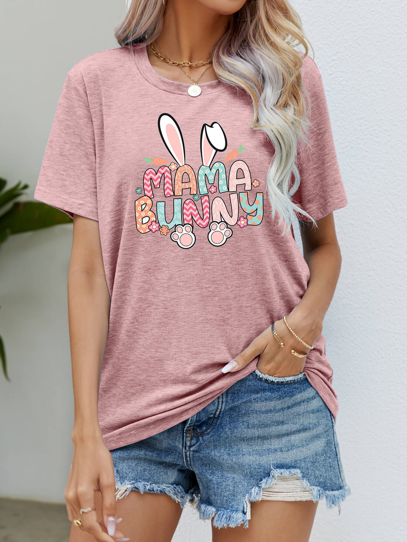 MAMA BUNNY T-shirt à manches courtes graphique de Pâques