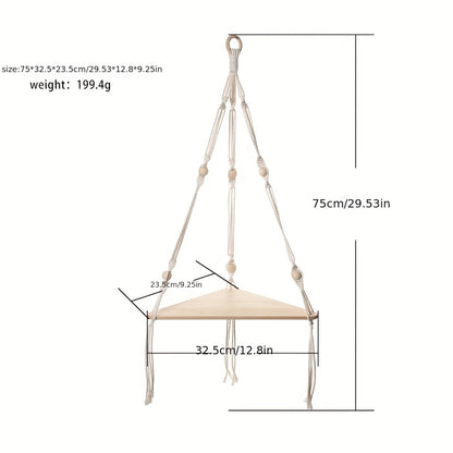 Ajoutez une touche de nature à votre maison avec les étagères flottantes en macramé – Parfaites pour la chambre, le salon, les cadeaux de pendaison de crémaillère et plus encore ! 