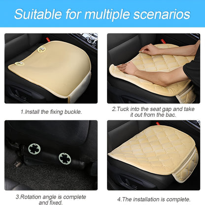 1pc / 3 Pcs Car Seat Cushion, Non-Slip Rubber Bottom With Storage Pouch,Premium Comfort Memory Silk Cotton, Car Seat Pad Universal