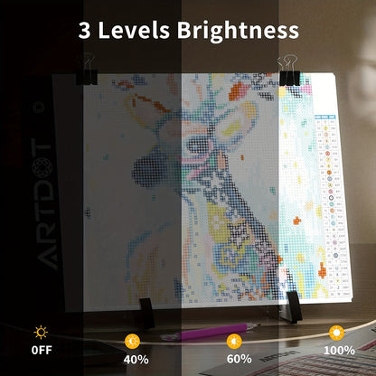 1 Set of A4 LED Light Board for DIY Diamond Painting Kits - USB Powered, Adjustable Brightness, Detachable Stand & Clips