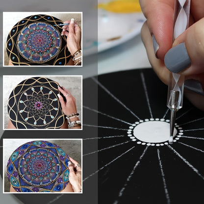 13pcs/Set Mandala Tool Rock Painting Kit - DIY Doodle & Drill Acrylic Stick Dotters for Creative Fun!