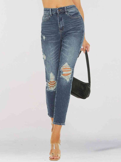 Distressed Skinny Cropped Jeans