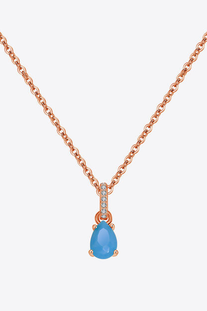 Teardrop Turquoise 4-Prong Pendant Necklace