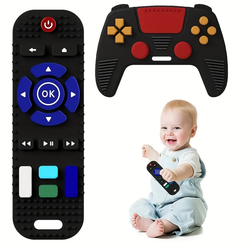 2 pièces jouets éducatifs de dentition en silicone pour bébés - jouet à mâcher sensoriel avec forme de télécommande TV - parfait pour les bébés de dentition de 6 à 18 mois 