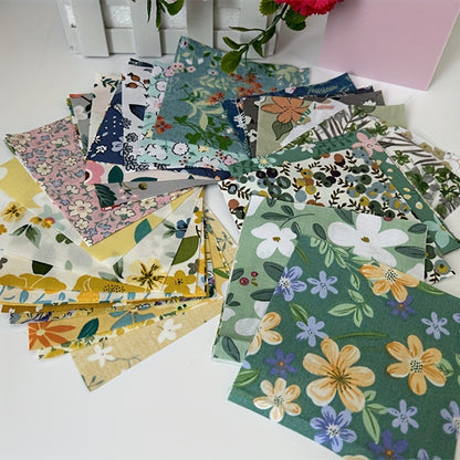 50pcs 10*10cm/3.9*3.9in Twill Pastoral Flowers And Plants Series Hundred Quilt DIY Patchwork