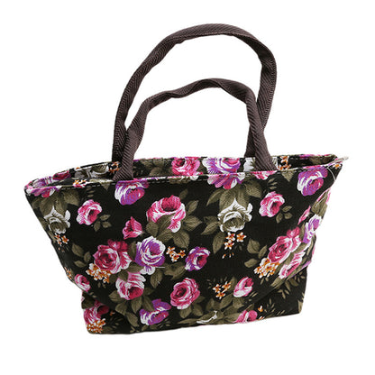 Stylish Mini Floral Print Canvas Handbag - Perfect Shoulder Bag for Women on the Go