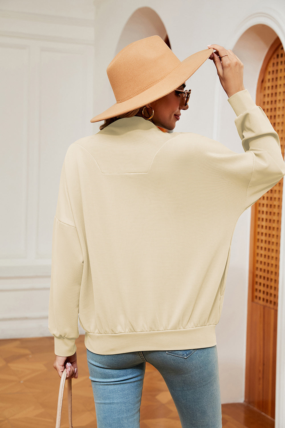 Half-Zip Dropped Shoulder Sweatshirt