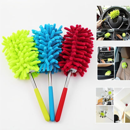 1Pc Microfiber Duster Brush: Extendable Hand Dust Cleaner for Home, Car, Furniture & Air-condition Cleaning!