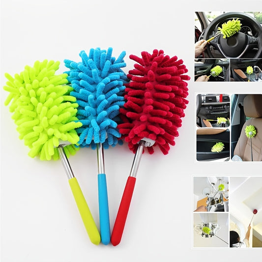 1Pc Microfiber Duster Brush: Extendable Hand Dust Cleaner for Home, Car, Furniture & Air-condition Cleaning!