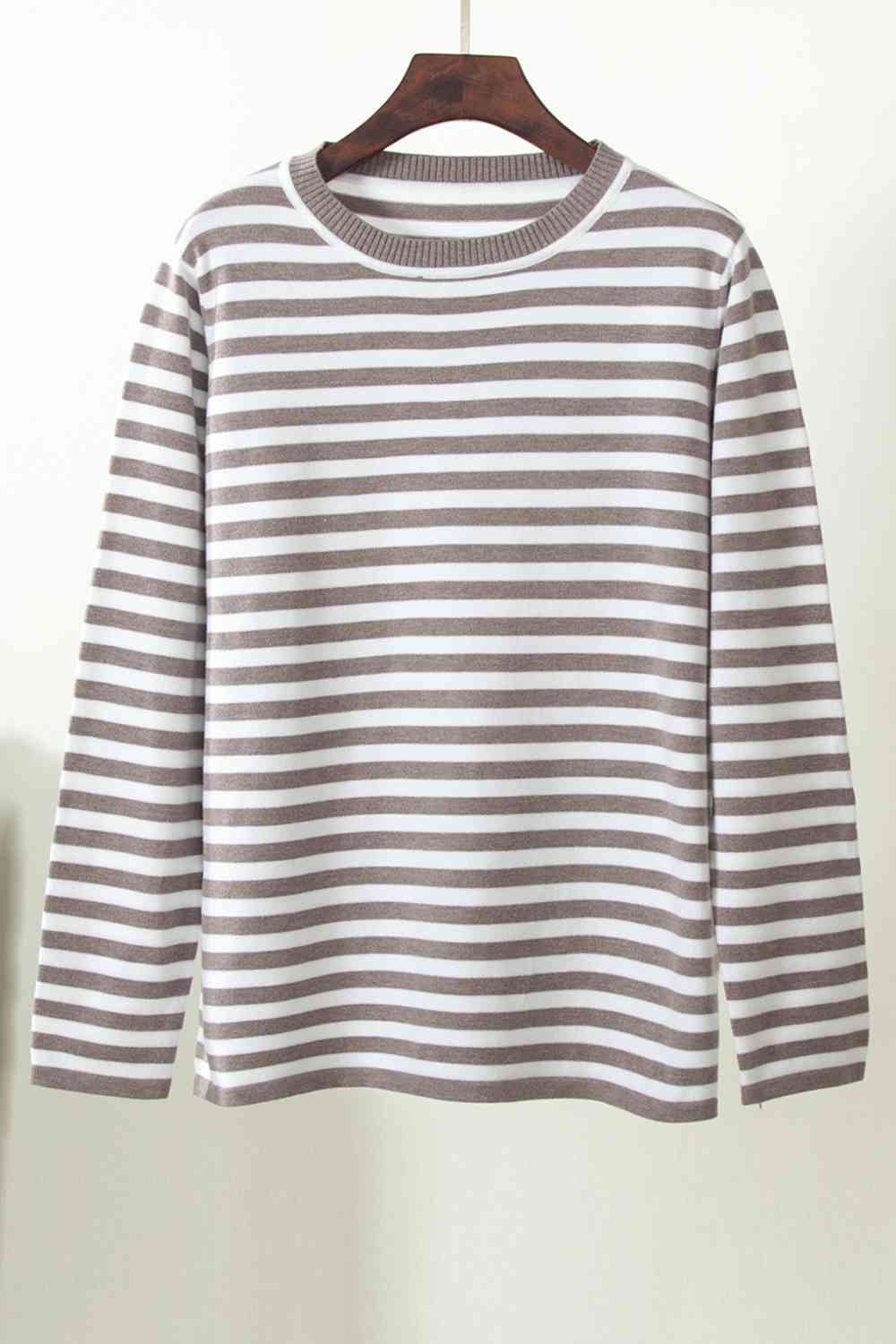 Striped Round Neck Long Sleeve Sweater